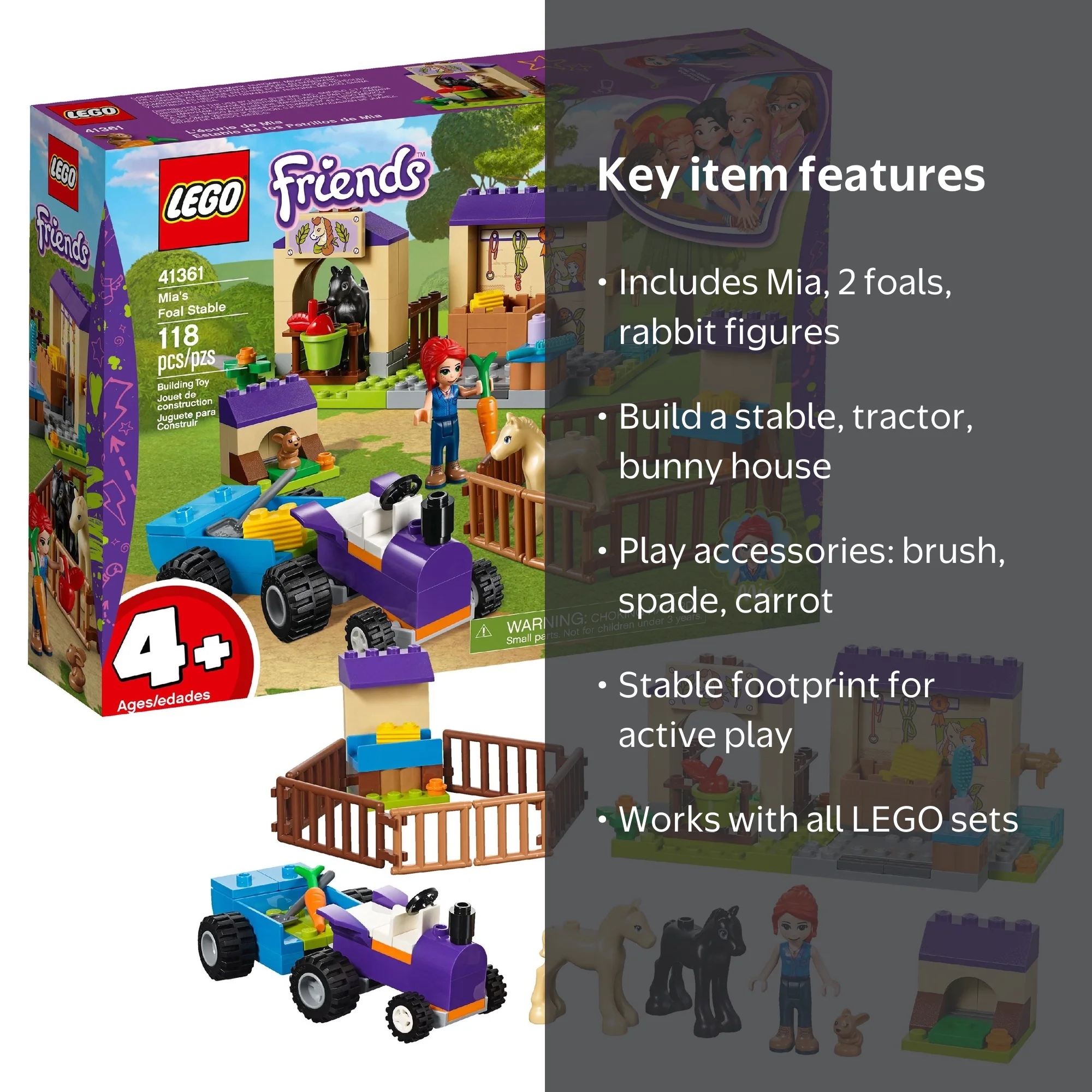 LEGO, Friends Mia's Foal Stable, 41361, Preschool Animal Playset