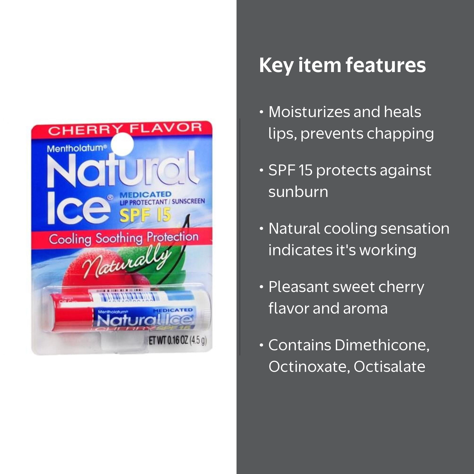 Mentholatum Natural Ice Lip Protectant SPF 15, Cherry - Walmart.com