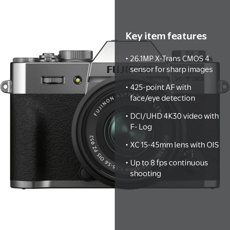 Fujifilm X-T30 II Mirrorless Camera, 26.1MP Sensor, XC 15-45mm OIS