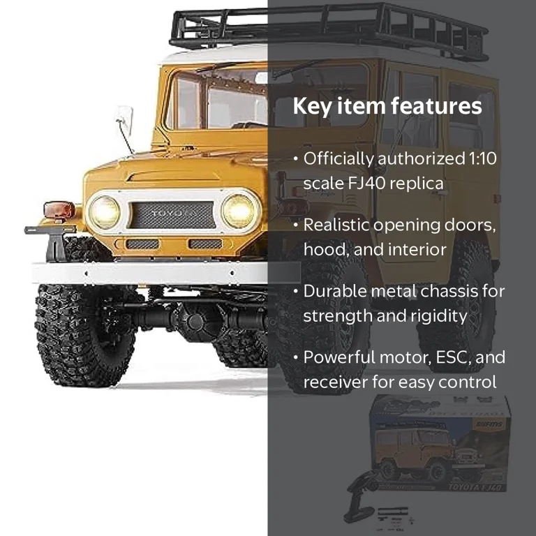 FMS 1:10 Toyota Land Cruiser FJ40 RS,Yellow - Walmart.com