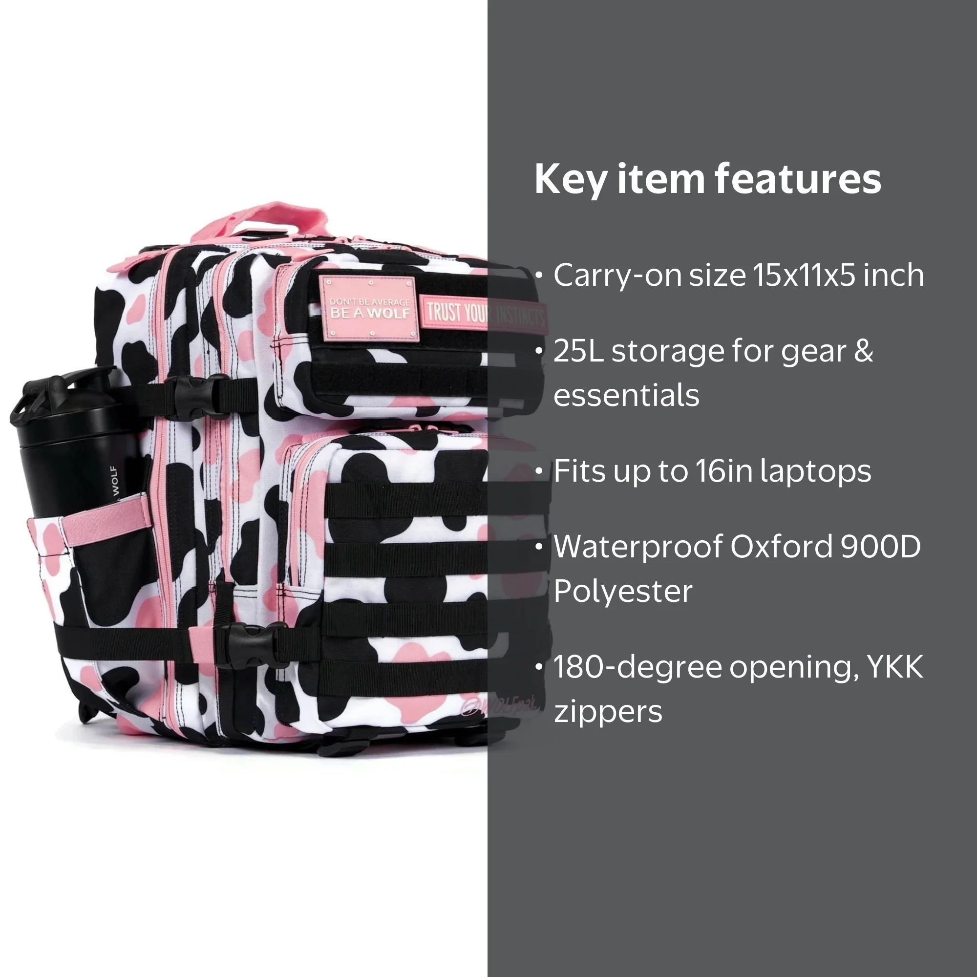 Wolfpak 25L Backpack Pink Black Cow - Walmart Business Supplies