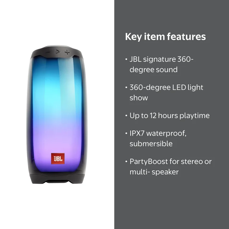 JBL Pulse 4, Portable Bluetooth Speaker, 360 LED Light Waterproof