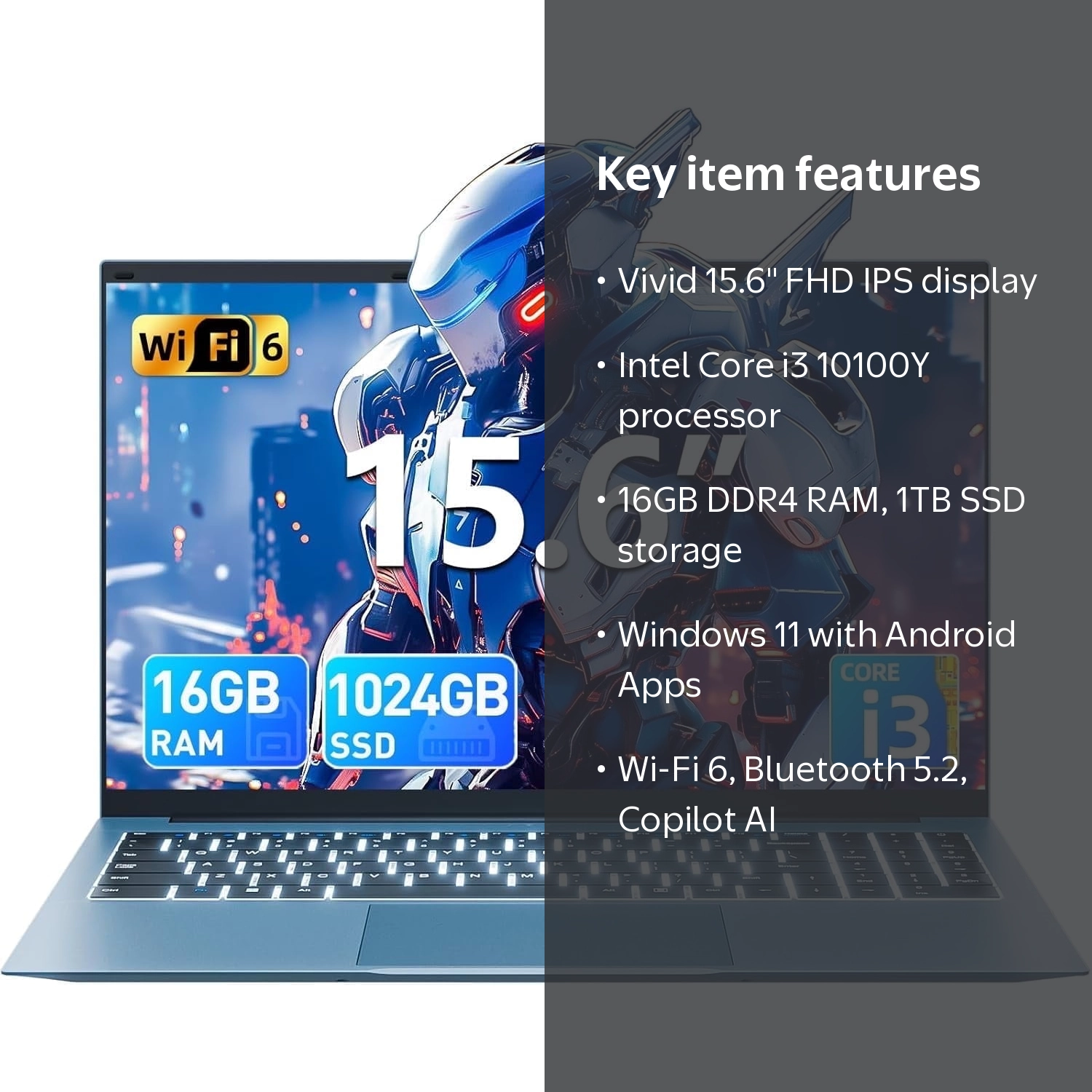SGIN, 15.6in Laptop, Windows 11, Intel Core i3, 16GB RAM 1TB SSD