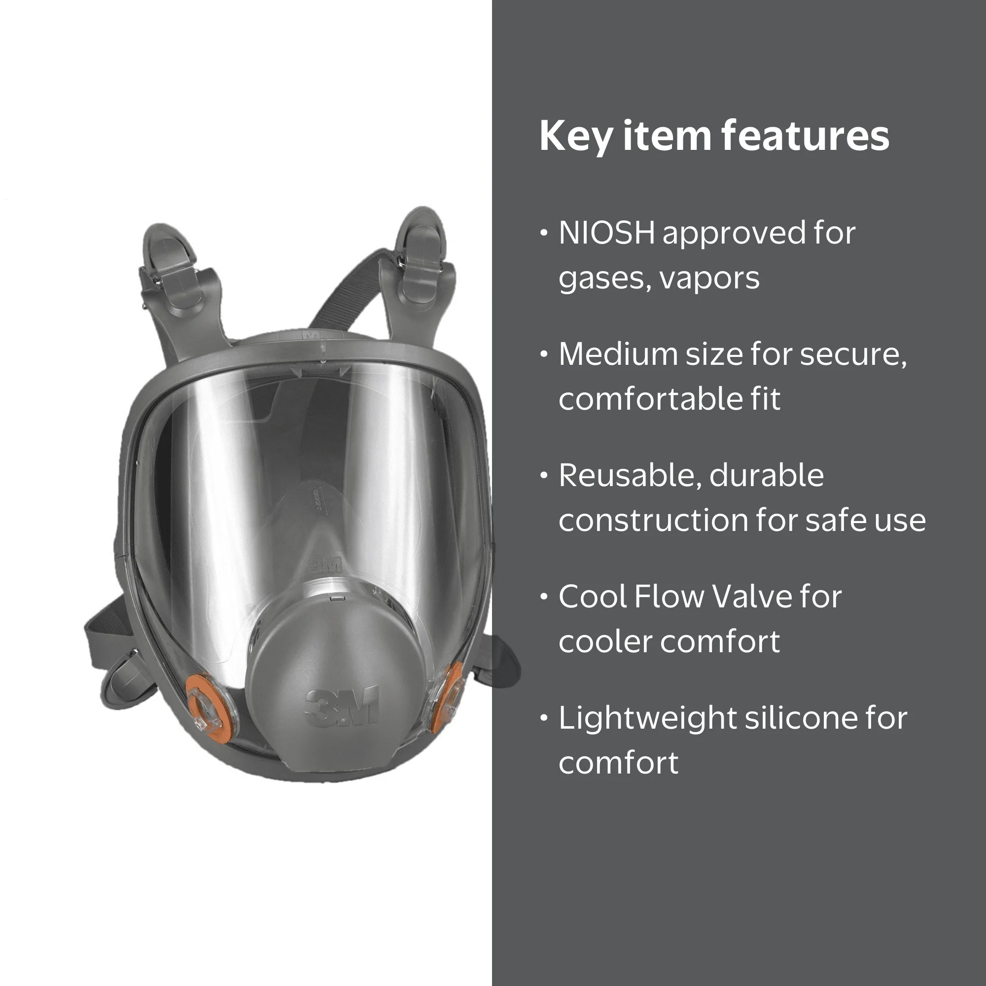3M Protective Respiratory Gas Mask - Medium Full Face Respirator