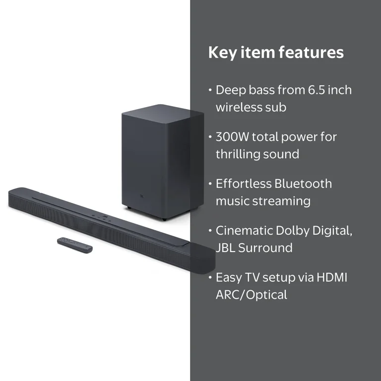JBL, Deep Bass MK2 Soundbar, 300W, Bluetooth, Wireless Subwoofer