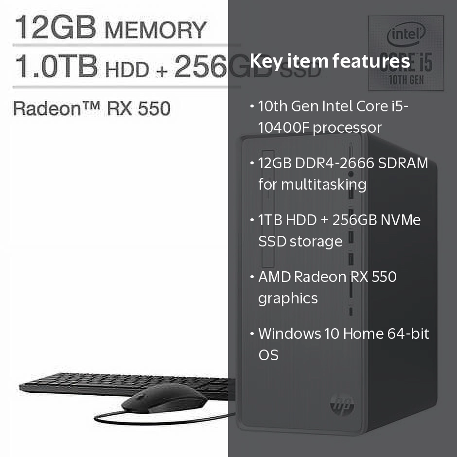 HP Pavilion Core i5 8GB Win10 Jキー外れあり HP Pavilion Desktop - 10th Gen Intel Core i5-10400F - AMD Radeon