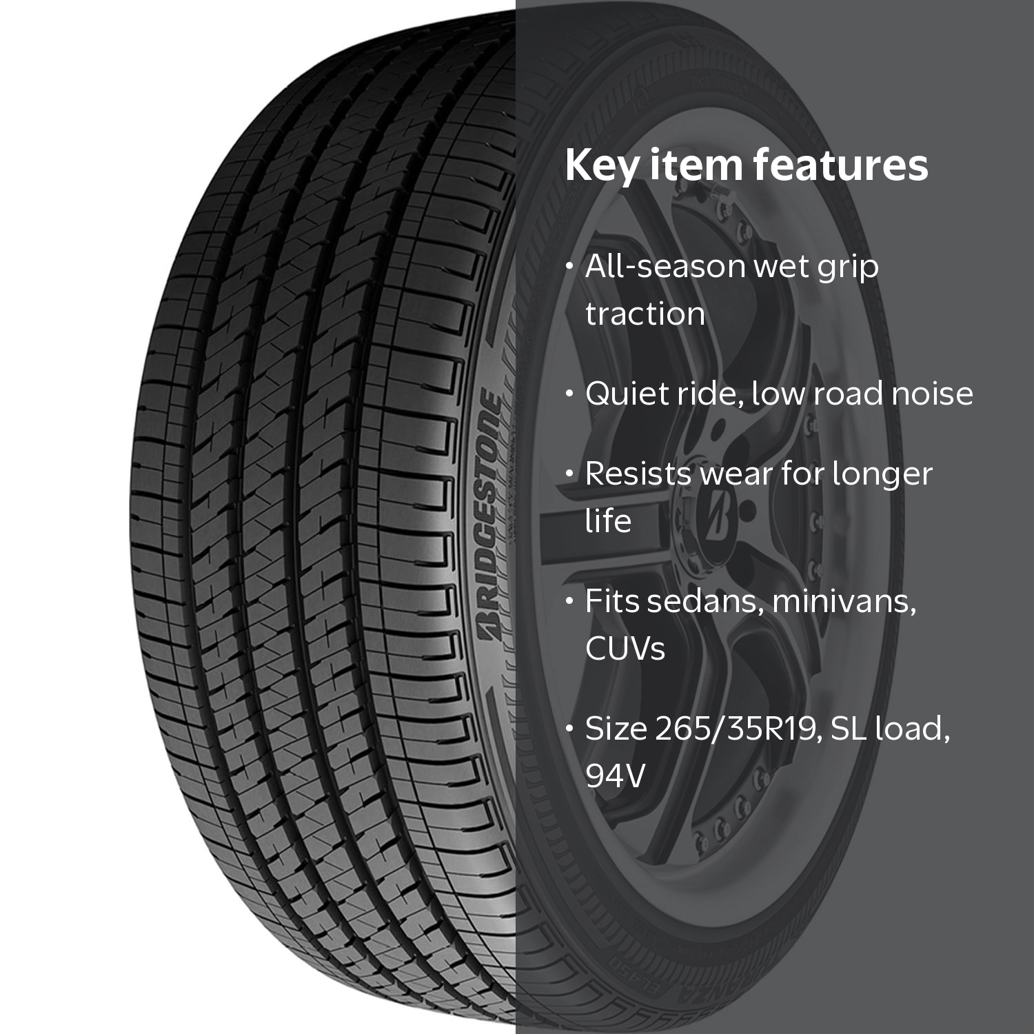 Bridgestone, Passenger Tire, 265/35R19 94V, All Season Traction