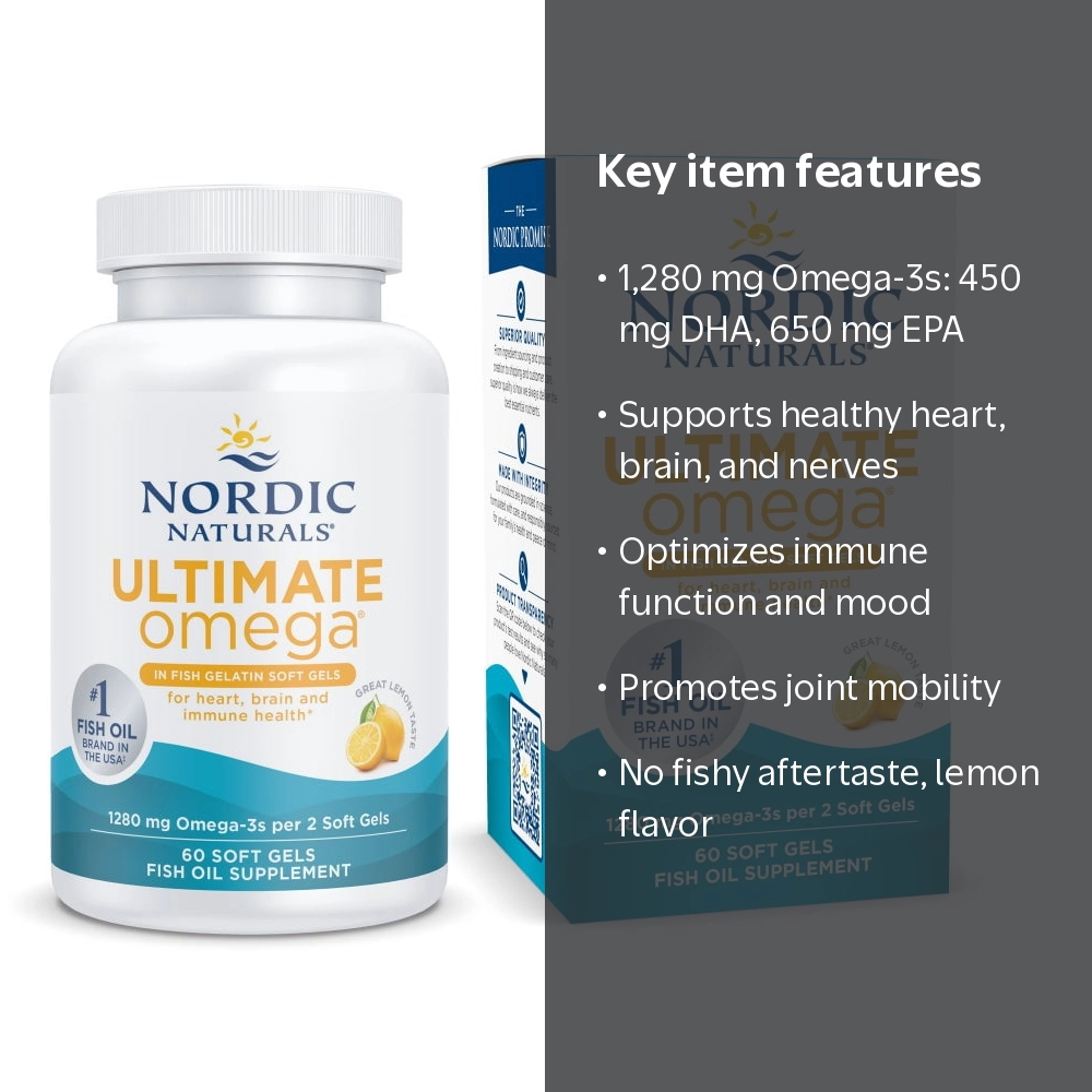Nordic Naturals Omega Fish Oil DHA Complete, High-Intensity Lemon