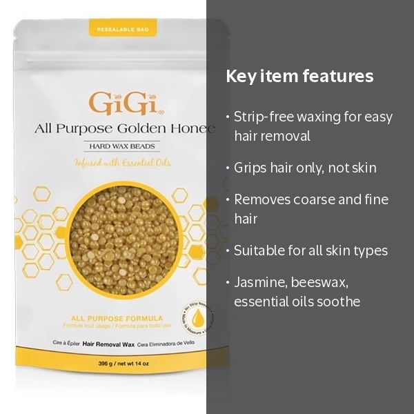 GiGi All Purpose Golden Honee Hard Wax Beads Hair Removal, 14 oz