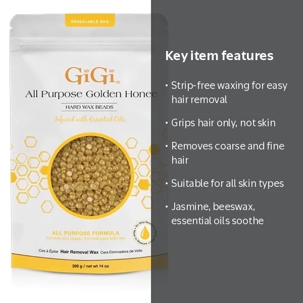 GiGi All Purpose Golden Honee Hard Wax Beads Hair Removal, 14 oz