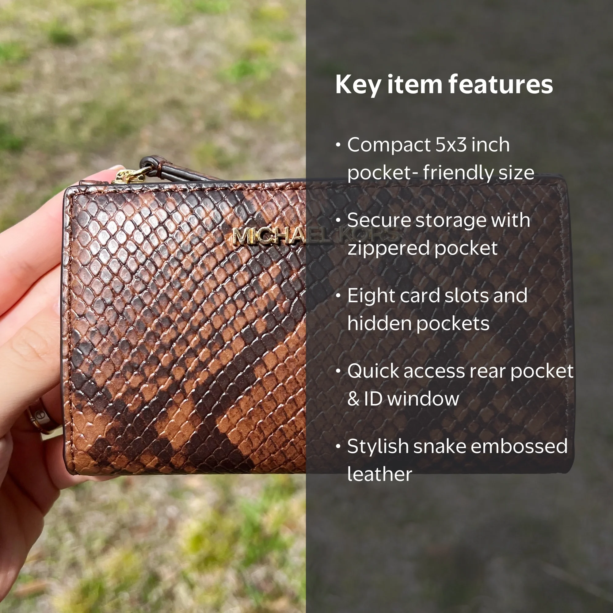 Michael Kors Jet Set Travel Snake Embossed Leather Small Zip Card