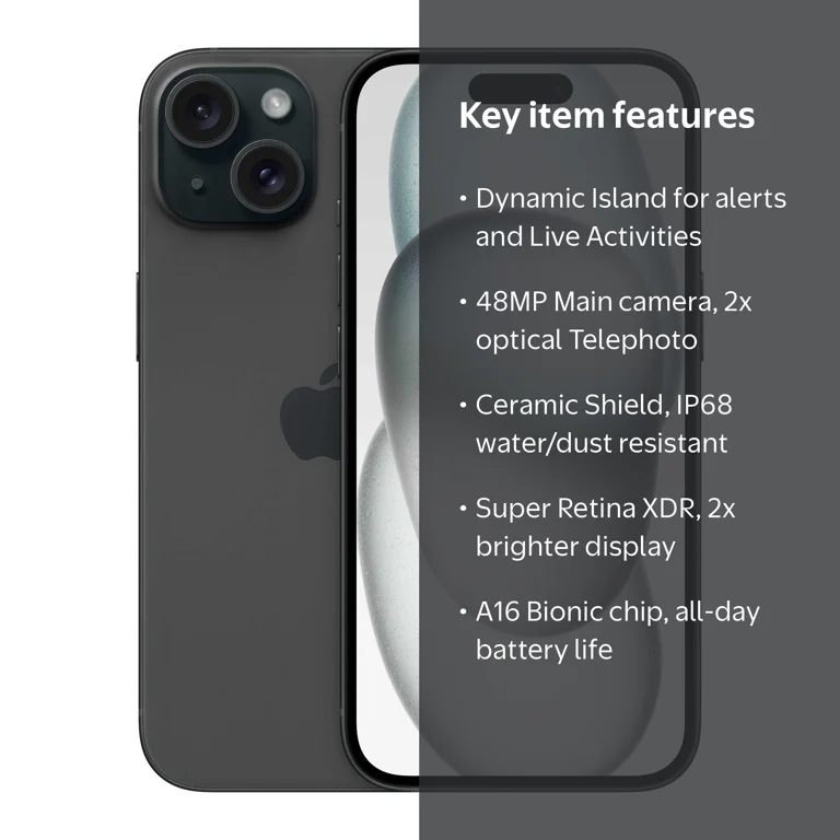 AT&T Apple iPhone 15 256GB Black - Walmart.com