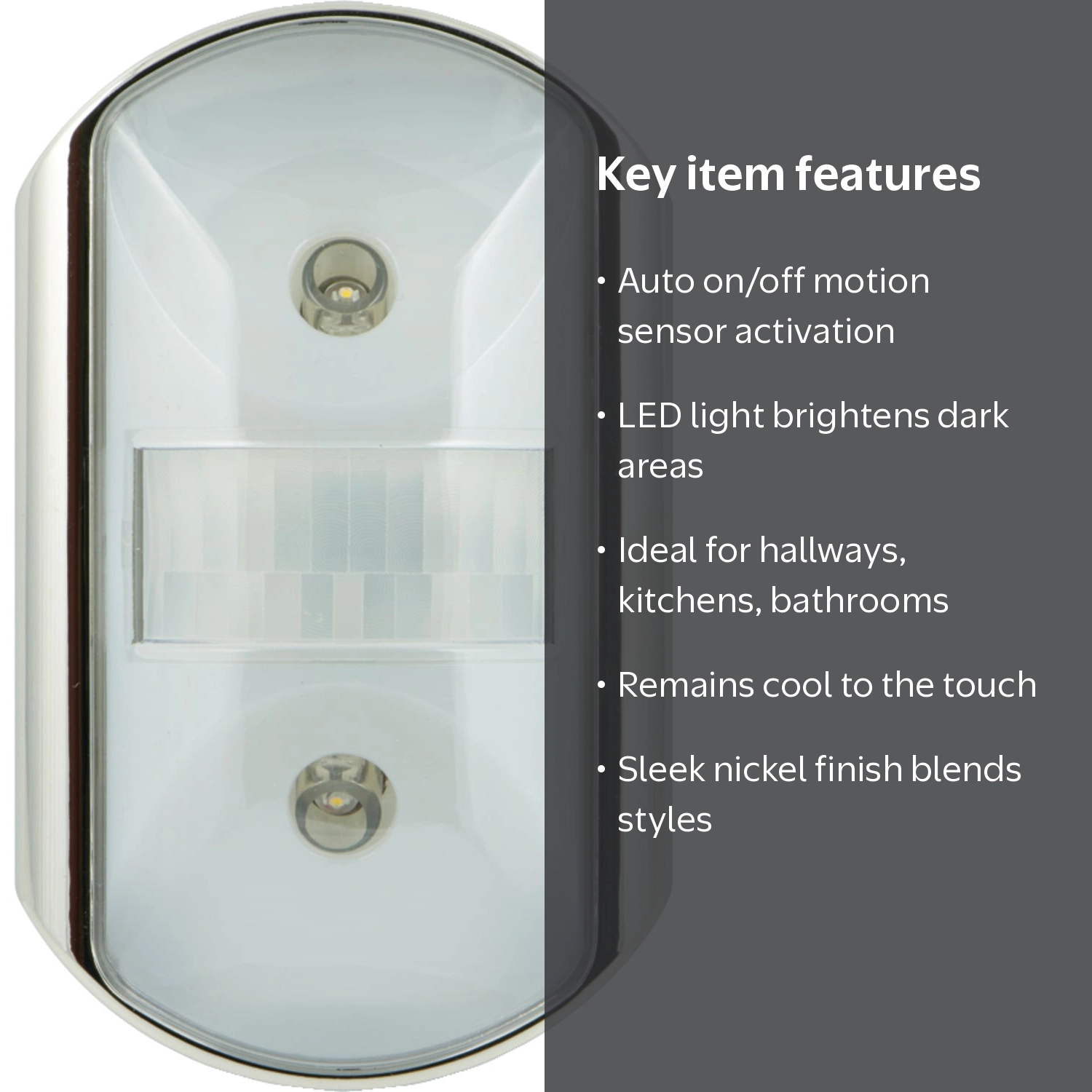 JAS11242 11242 LED Motion-sensor Night-light, Nickel Finish
