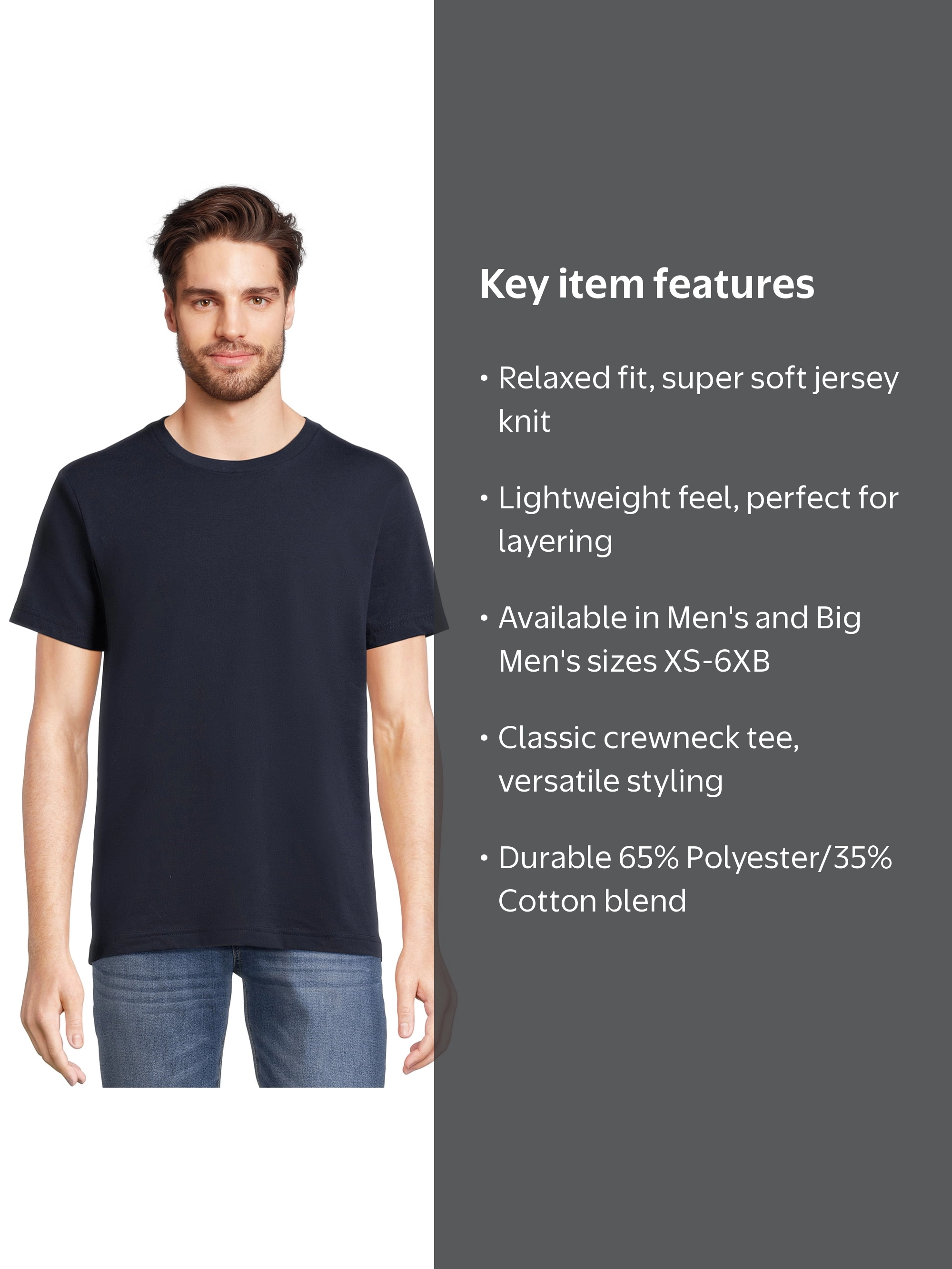 George Men's Short Sleeve Crewneck T-Shirt, Sizes XS-3XL