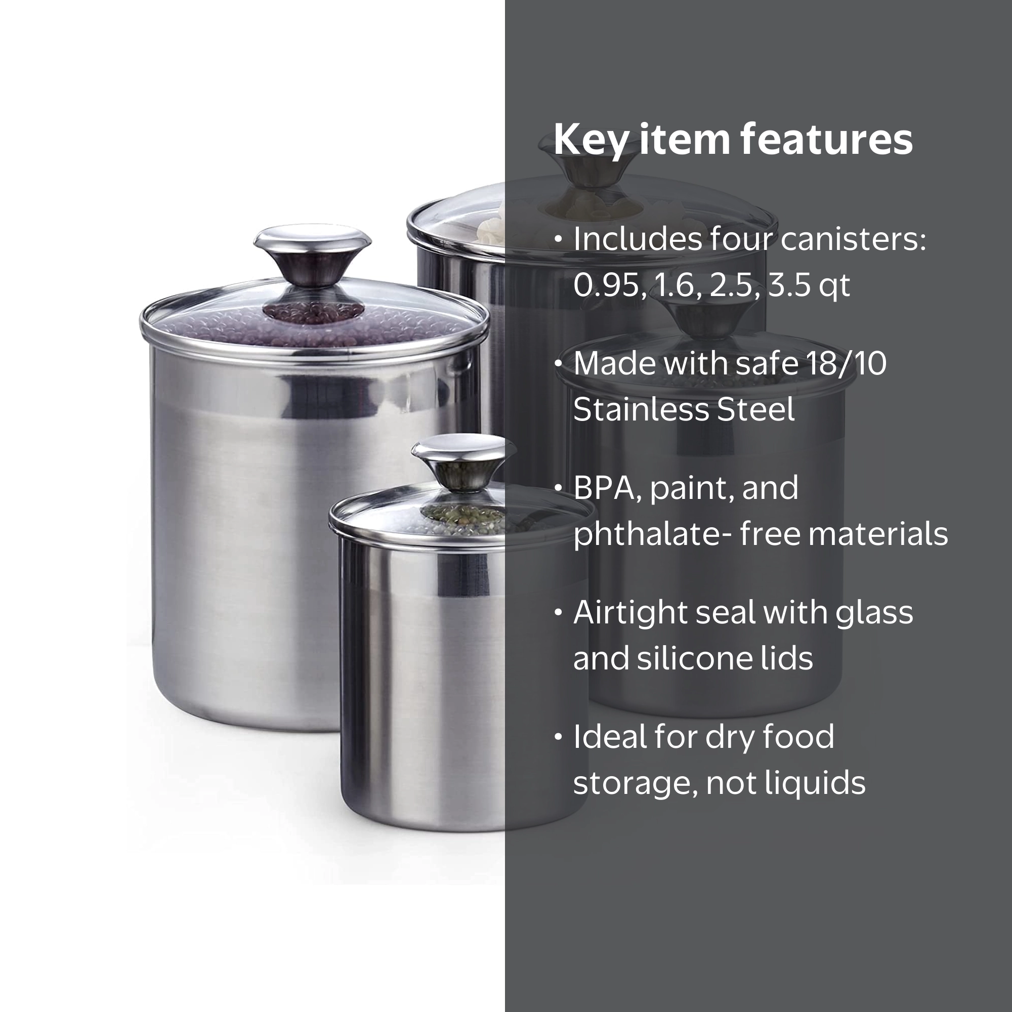 Cooks Standard Stainless Steel Food Jar Canister Set, 4-Piece
