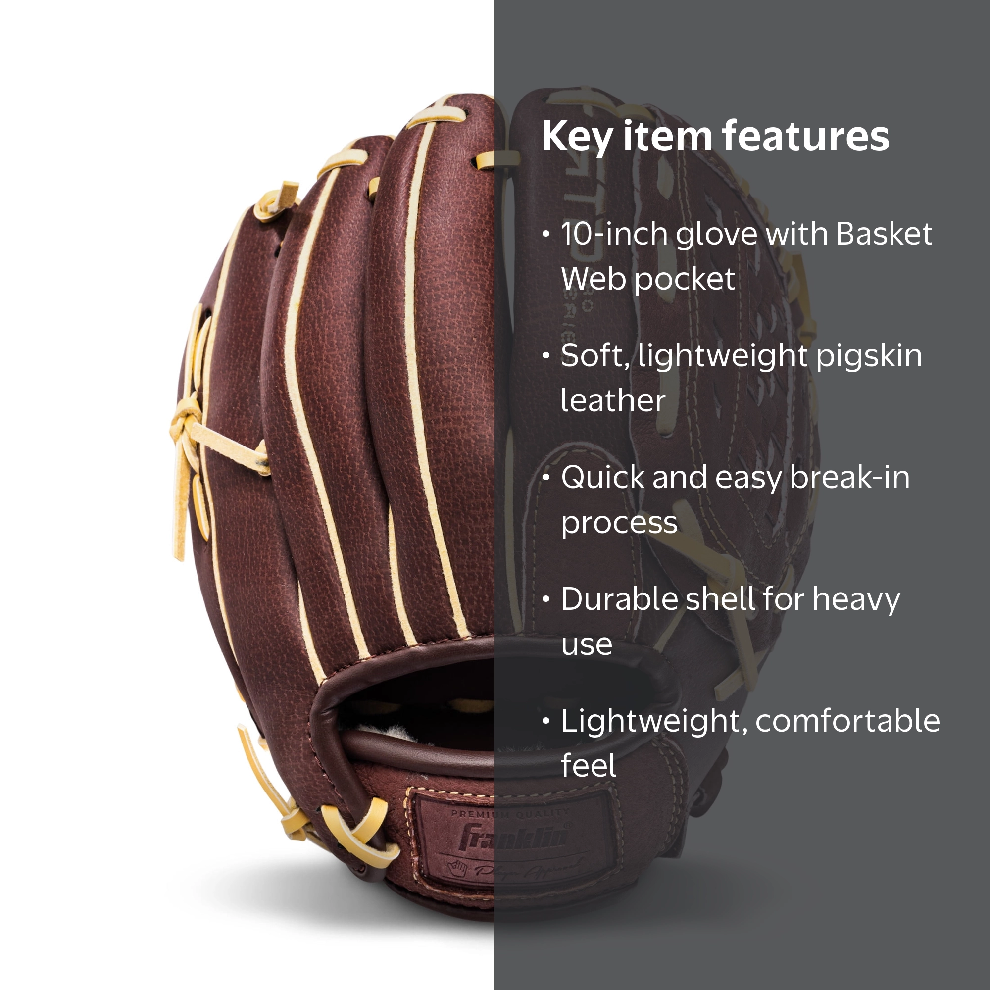 Franklin Sports, RTP Pro Baseball Glove, 10 in, Brown/Camel