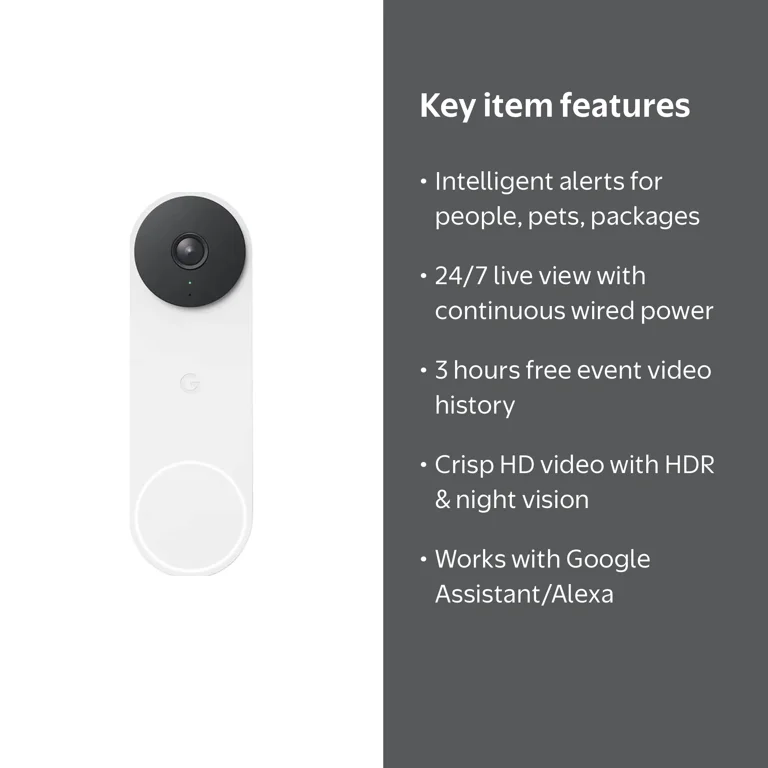 Free Shipping! Google Wired Nest Doorbell 2nd Gen Video Doorbell
