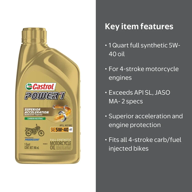 エンジンオイル1L×12本【新品未使用】Castrol POWER1 5W-40 Castrol, Full Synthetic Motorcycle Oil, 1 Qt, 5W-40 - Walmart.com
