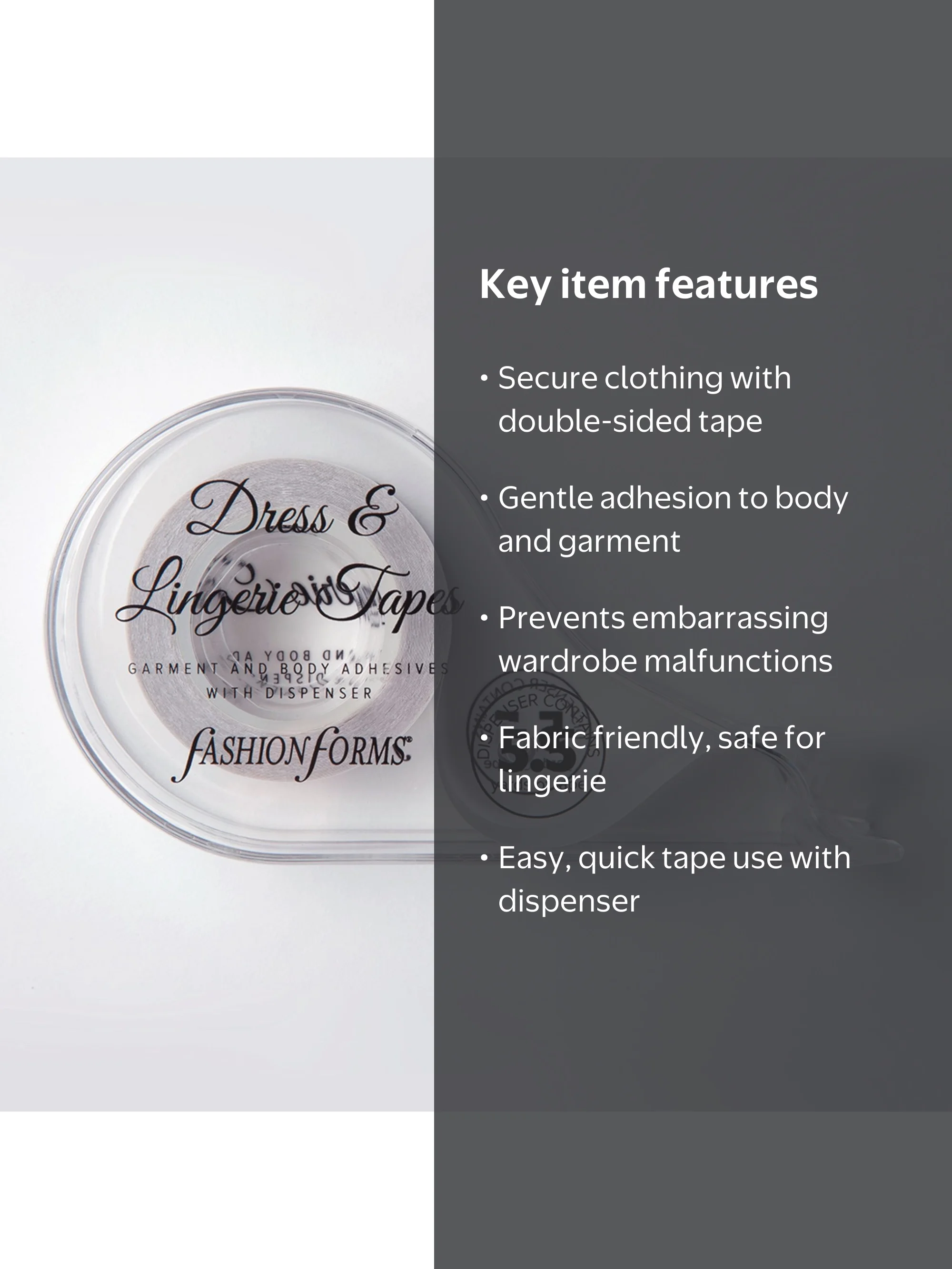 fashion forms women's dress tape with dispenser Fashion Forms Women's Dress Tape With Dispenser Lingerie Solutions Clear New