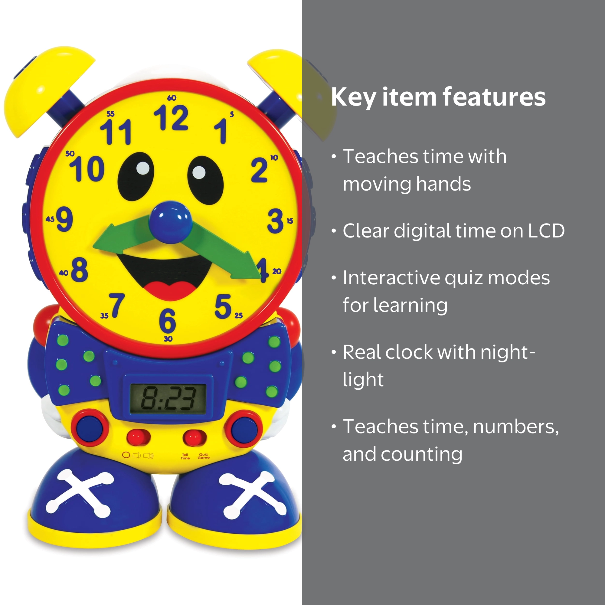 The Learning Journey Telly The Teaching Time Clock, Primary Color