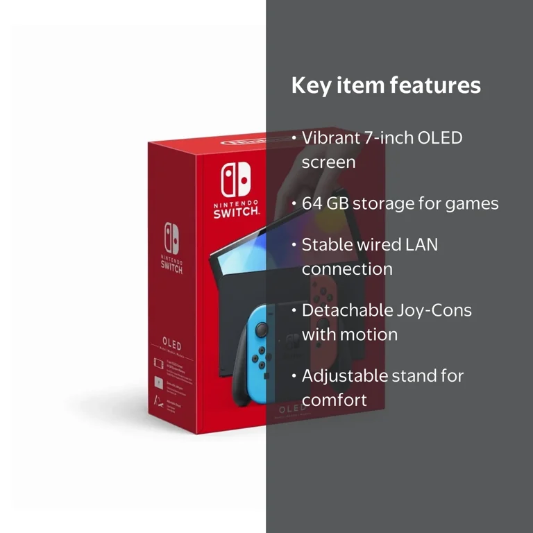 Nintendo, Nintendo Switch, OLED Model, Neon Red & Neon Blue Joy