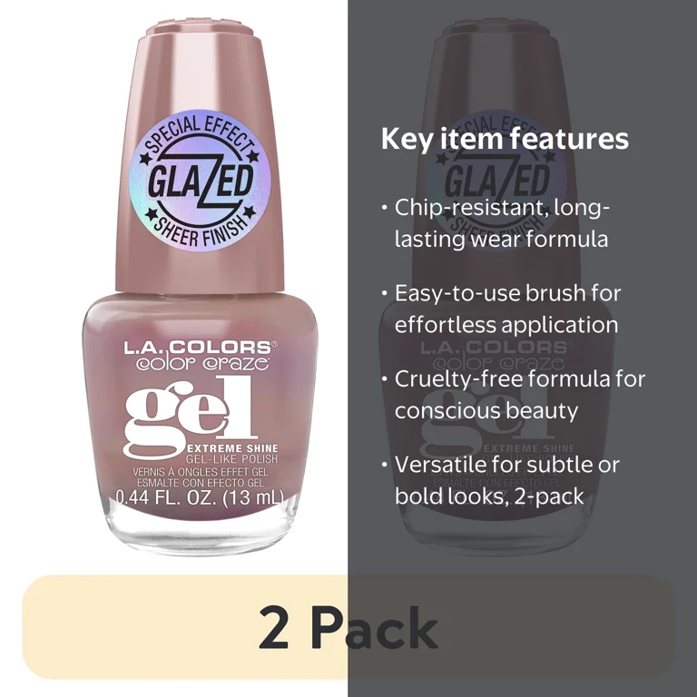 2 pack) L.A. COLORS Gel Glazed Nail Polish, Duchess, 0.44 fl oz