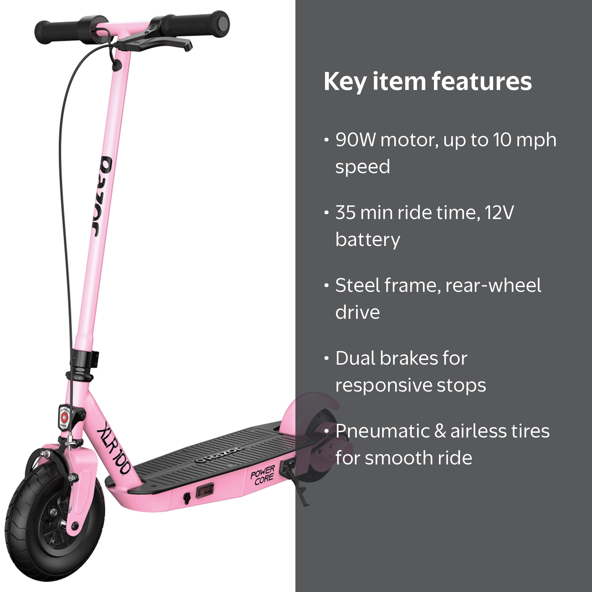 Razor Power Core XLR100 Electric Scooter, Pink, 11 Mph, 8+ Age