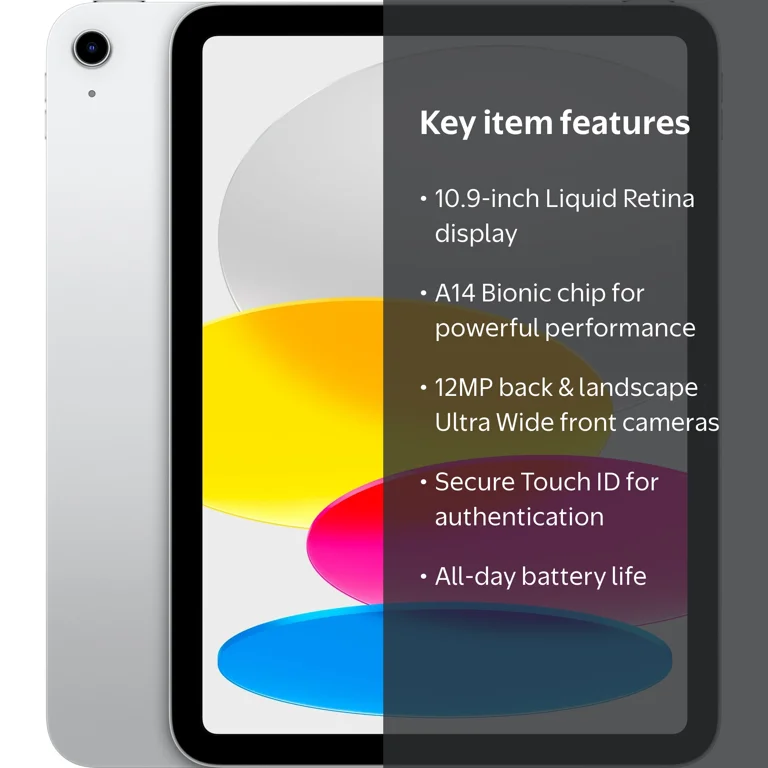 Renewed Apple iPad 10th Gen, Wi-Fi, Silver, 64GB (2022, Restored