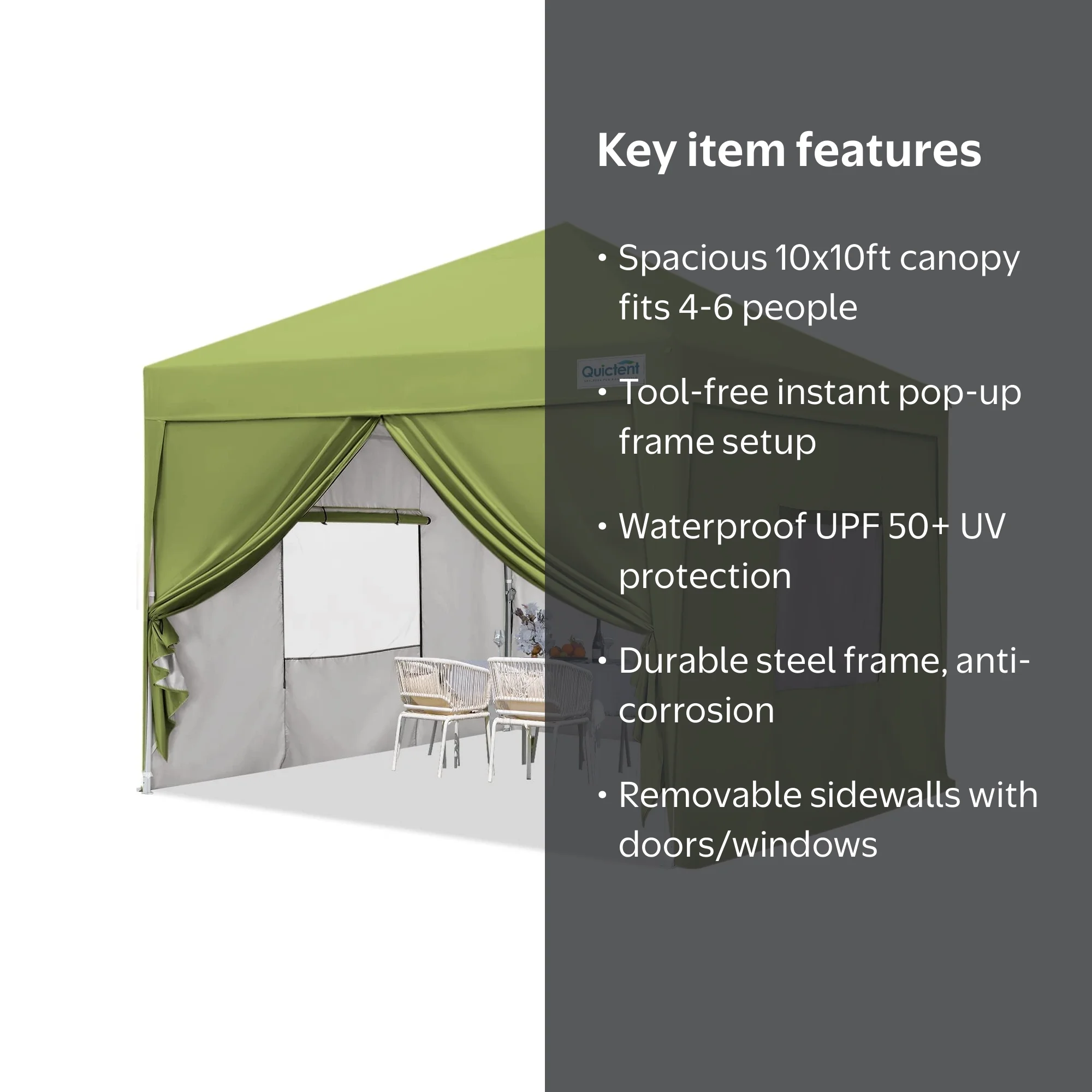 Quictent 10x10 EZ Pop Up Canopy Tent with Enclosed Sides