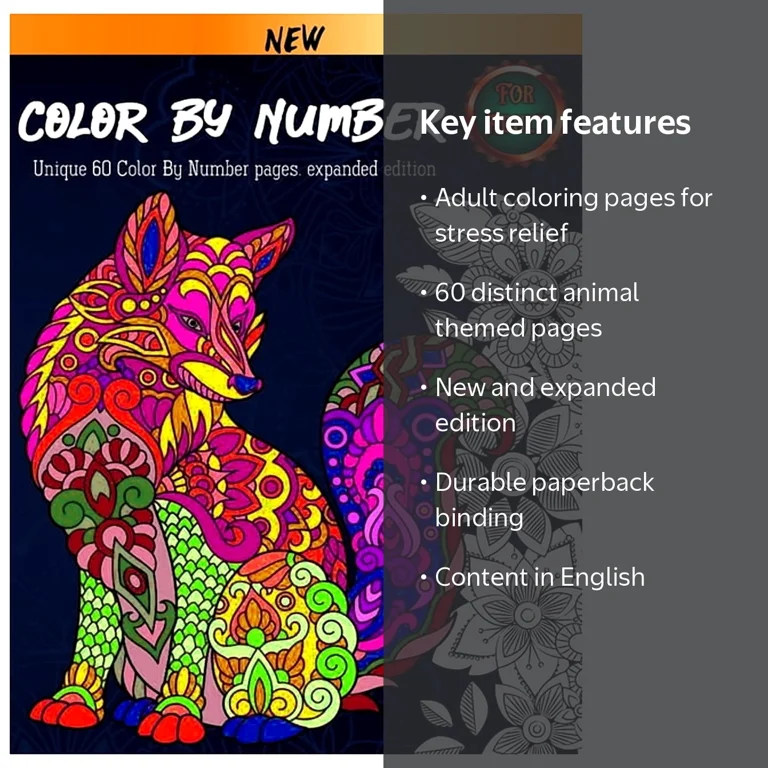 Color By Number For Adult: Coloring Book. 60 Color By Number Pages