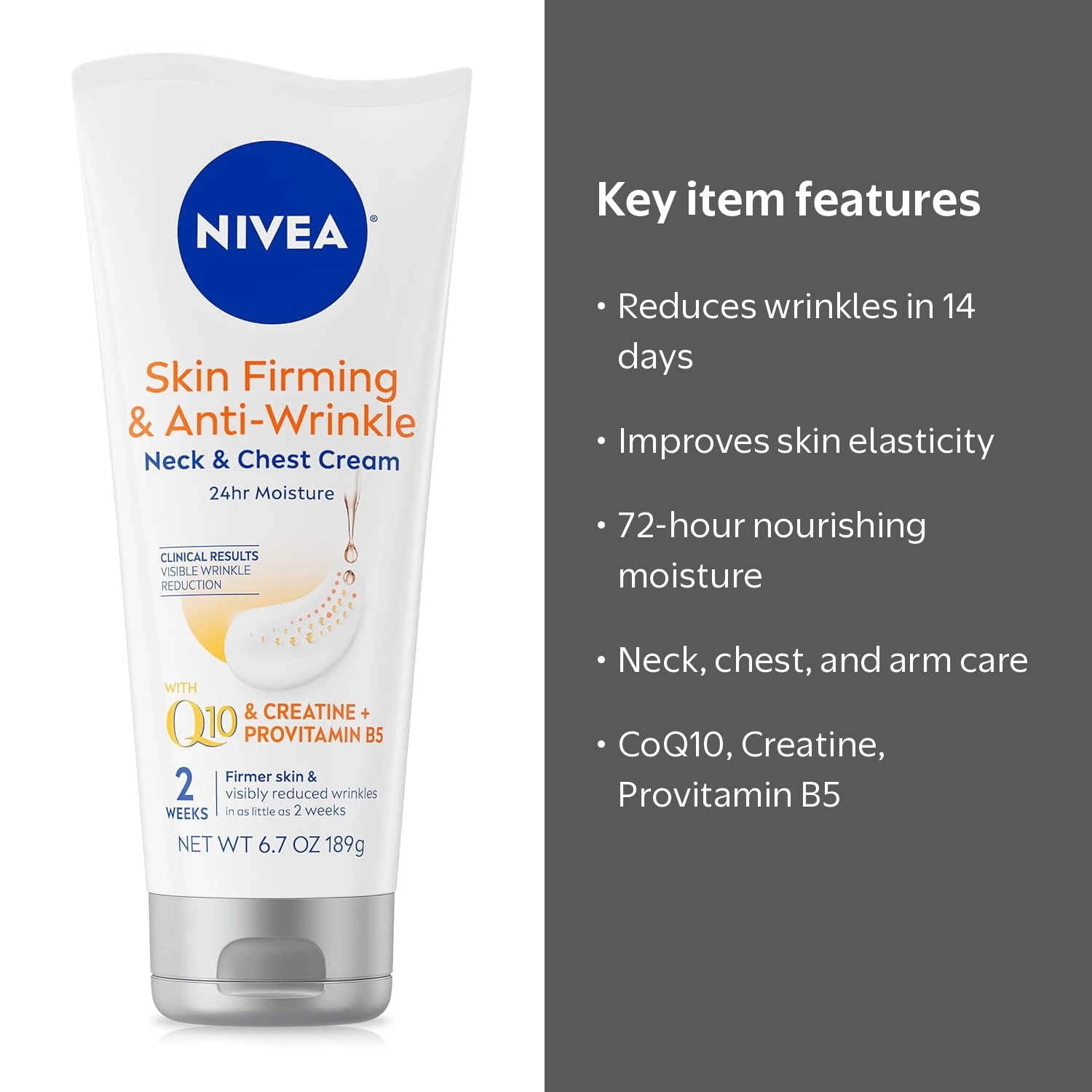NIVEA Q10 Skin Firming Anti-Wrinkle Cream for Neck, Chest, & Arms