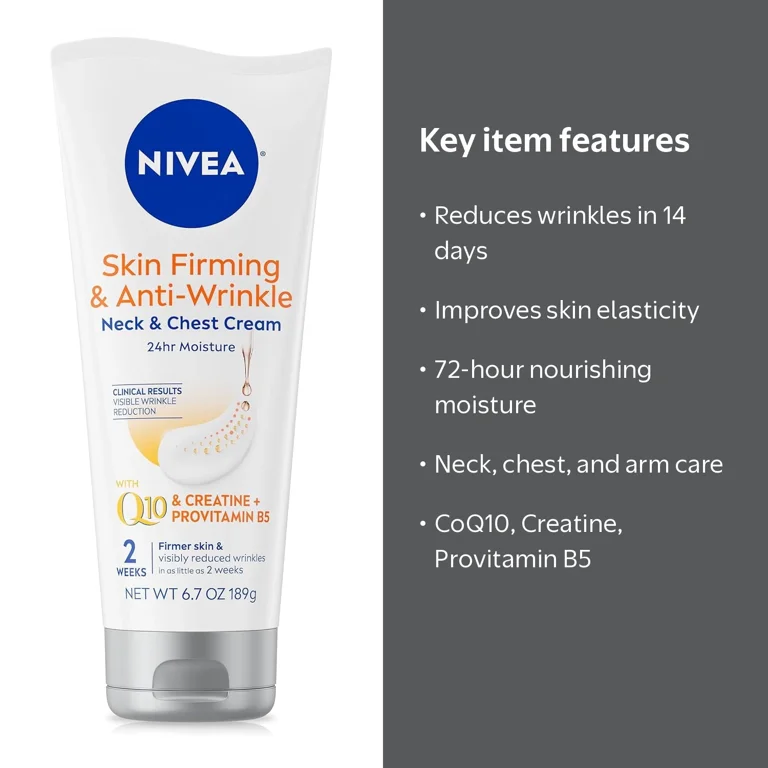 NIVEA Q10 Skin Firming Anti-Wrinkle Cream for Neck, Chest, & Arms