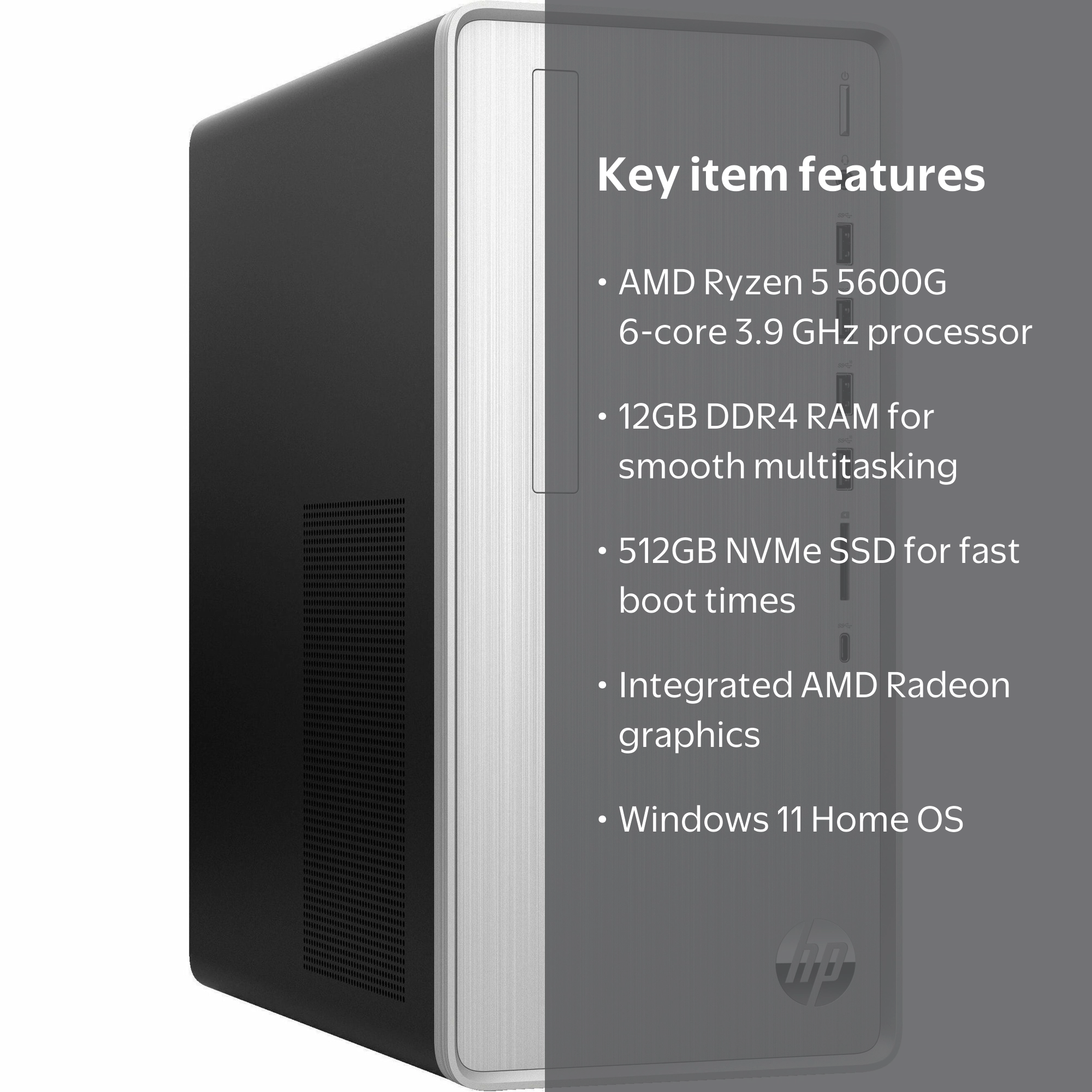 HP Pavilion TP01-2040 PC, AMD Ryzen 5 5600G, 12GB DDR4, 512GB SSD