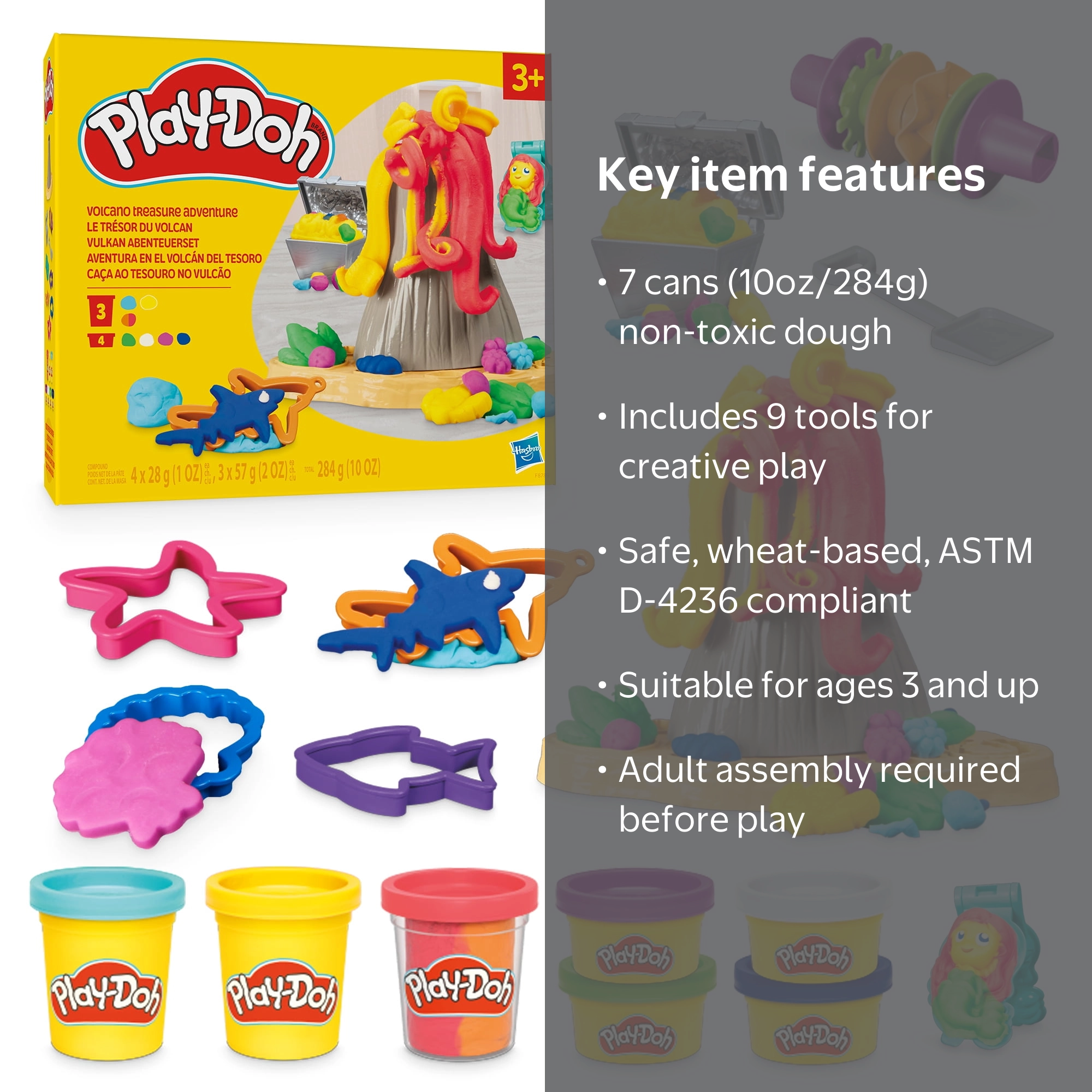 Play-Doh Volcano Treasure Adventure Playset, Kids Arts and Crafts