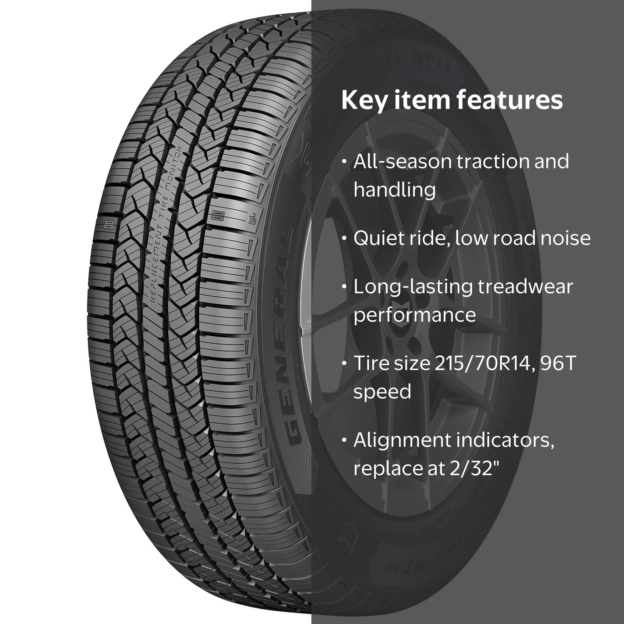 激レア IRATE ／XLサイズ KENTAX General Altimax RT45 All-Season Touring Tire, 215/70R14 96T BW