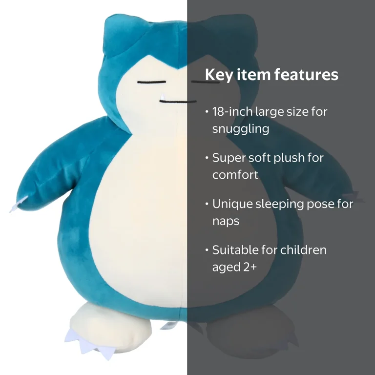 Pok√©mon Plush 18 In Sleeping Snorlax Childs Soft Toy - Walmart.com