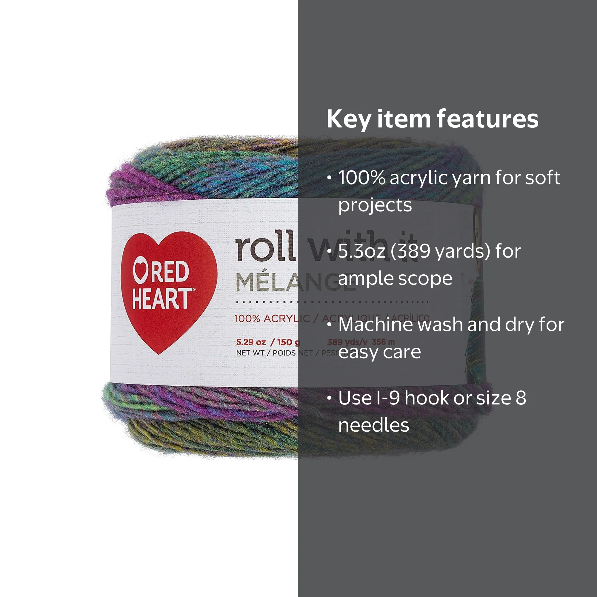 Coats & Clark Red Heart Roll With It Melange Yarn, 5.3oz Catwalk