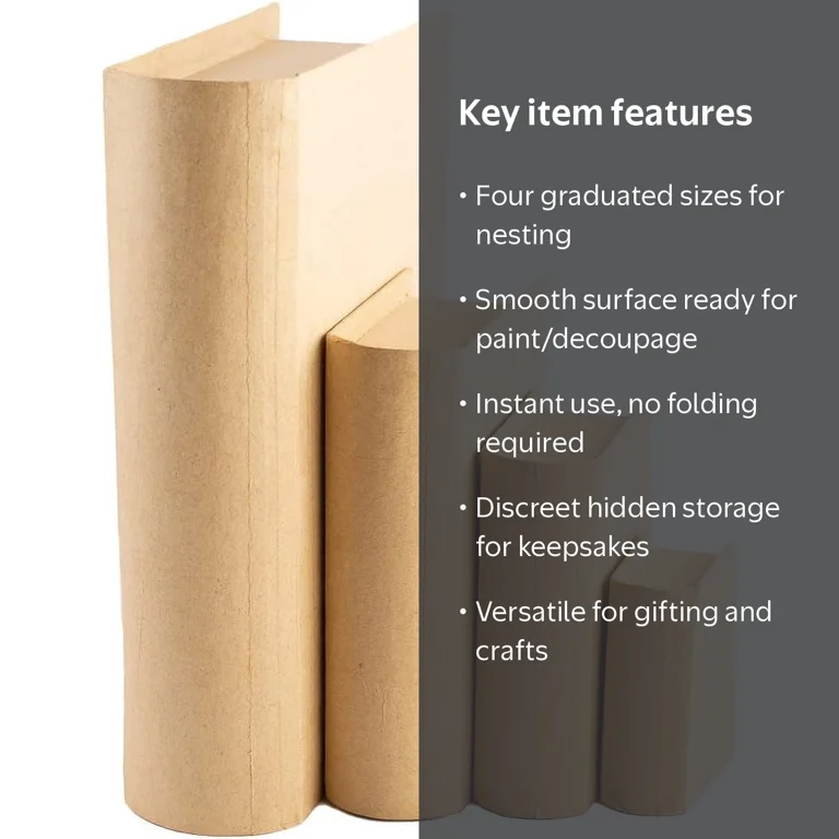 Factory Direct Craft Paper Mache Book Box Set, Set of 4, Nested