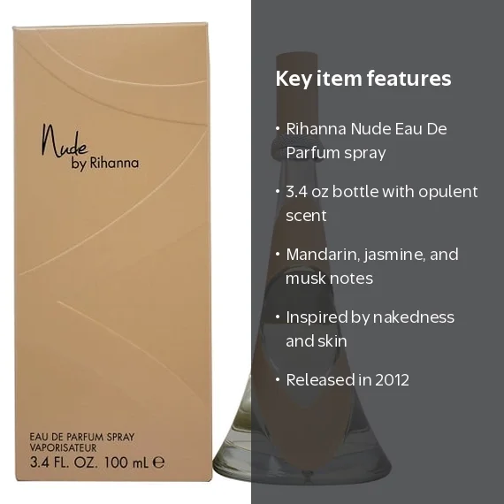 Rihanna Nude Perfume-Sensual Eau De Parfum Spray for Women 3.4 oz
