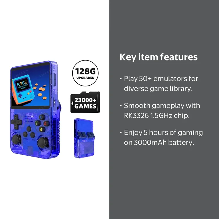 VILCORN R36S Handheld Game Console 128G, 50+ Emulators, 23,000+