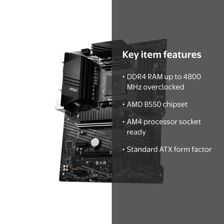 MSI PRO B550-A PRO AM4 AMD B550 SATA 6Gb/s Ryzen CPU Compatible