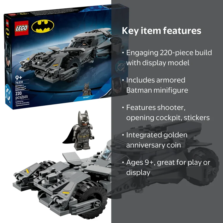 LEGO DC Batman: Batmobile Building Blocks Set - 76331, Ages 9+