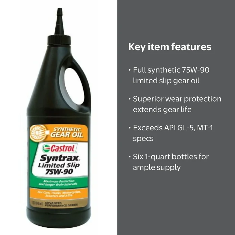 Castrol, Syntrax Limited Slip Gear Oil, 6 Quart Pack 75W-90