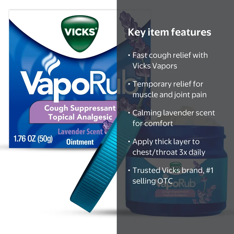 Vicks VapoRub Topical Chest Rub & Analgesic Ointment, Medicated