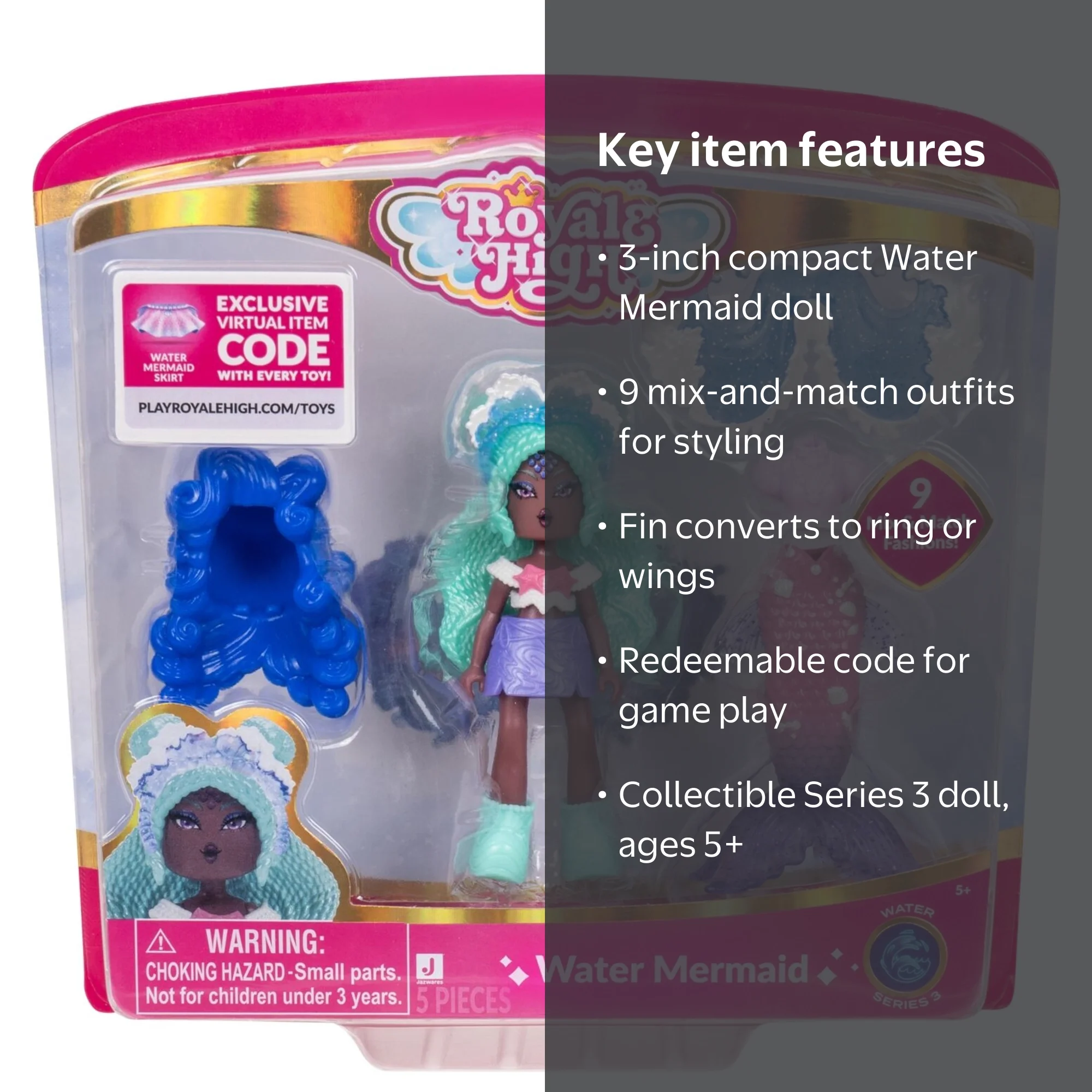 Royale High 3 inch Water Mermaid Fashion Doll with 9 Accessories