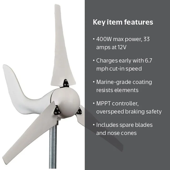 Automaxx Windmill UB0400S1ST 400W 12V Wind Turbine Generator kit