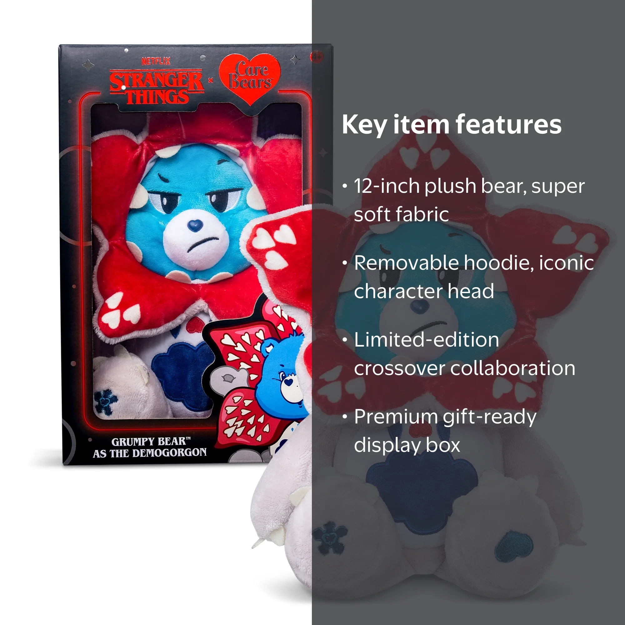 Netflix Care Bears x Stranger Things Grumpy Bear Plush, 12 Inch