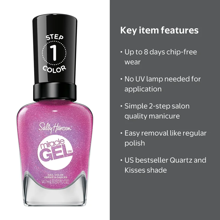 Sally Hansen, Miracle Gel Nail Polish, Quartz and Kisses, 0.50 fl