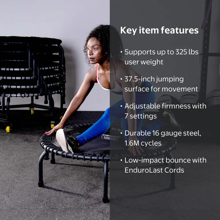 JumpSport 550f PRO Foldable 44-Inch Fitness Trampoline with Safety