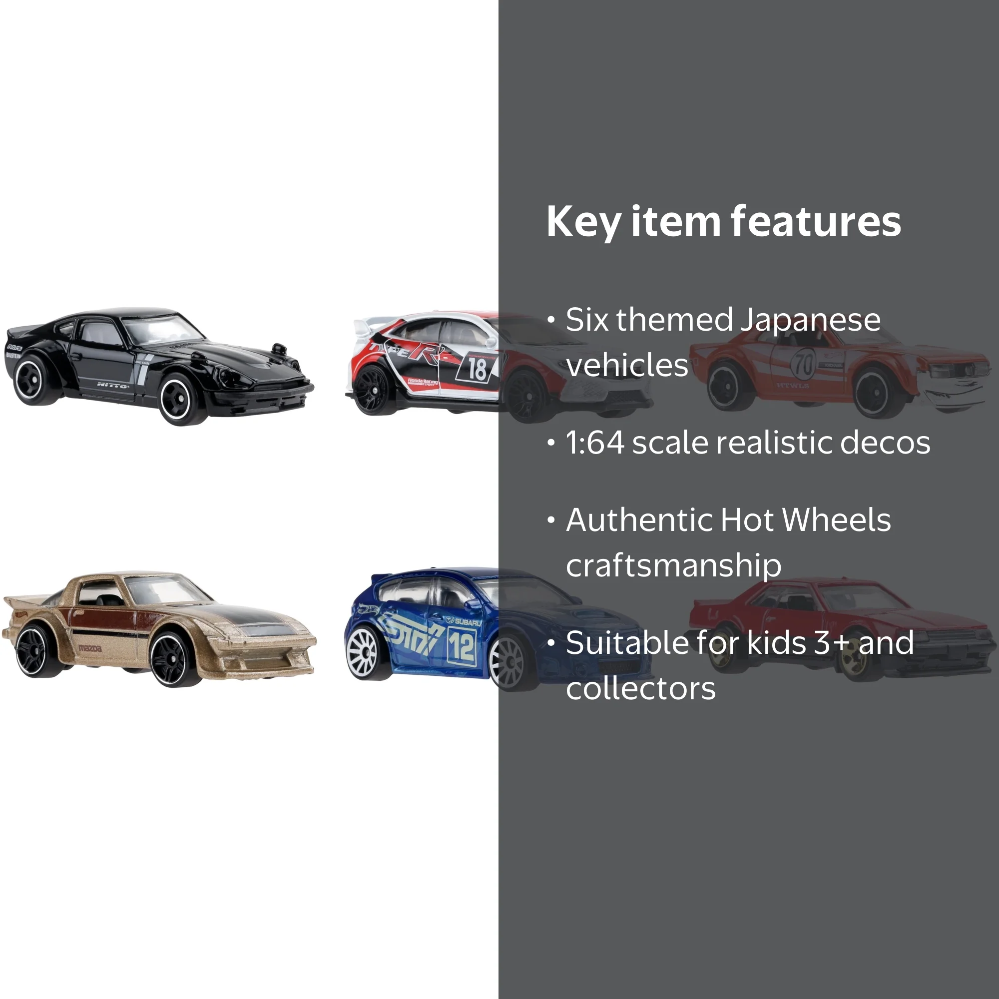 Hot Wheels Premium Japanese Car Culture Set, 6 Pack Toy Cars